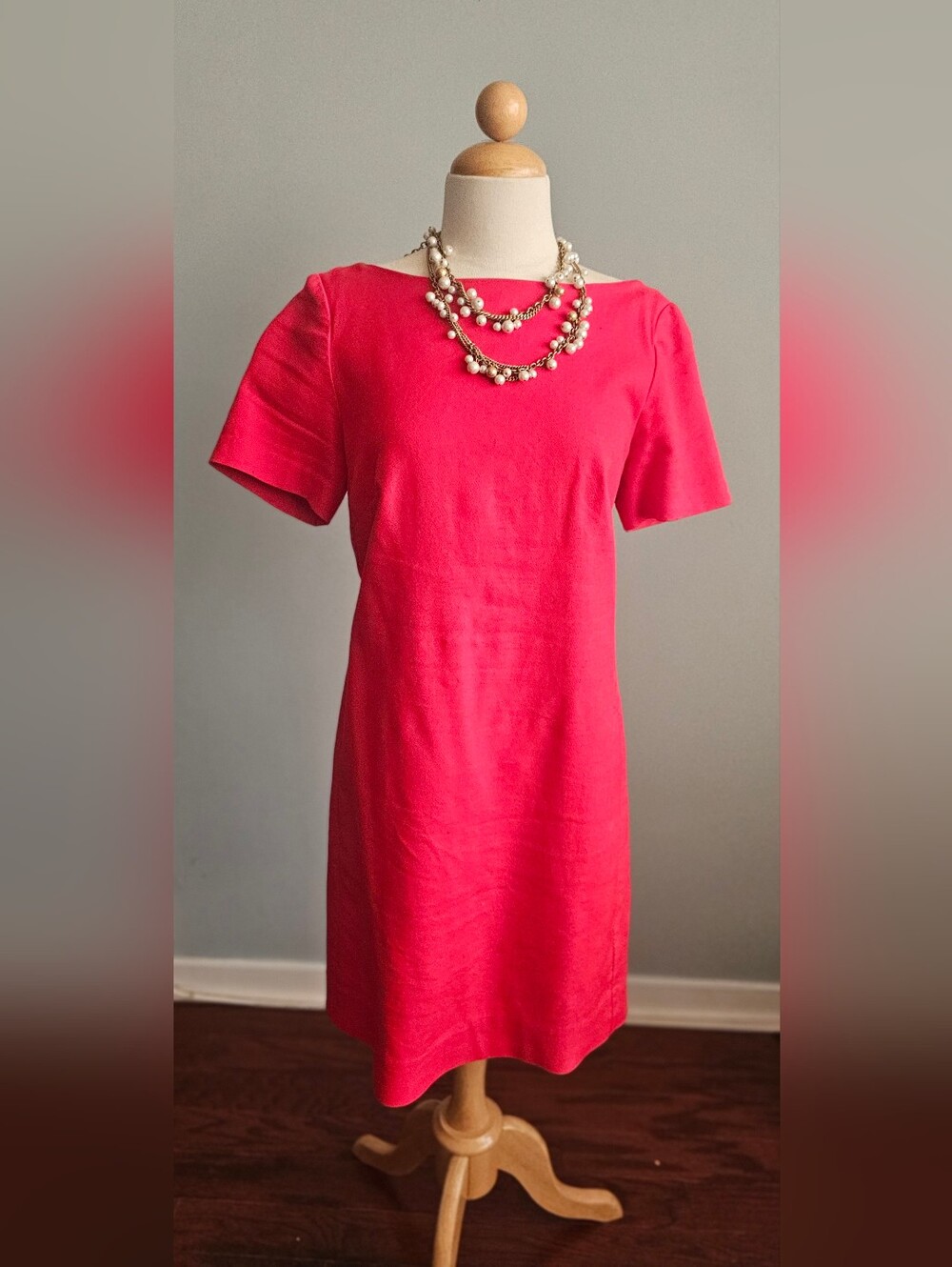Maeve Hot Pink Short-Sleeve Shift Dress